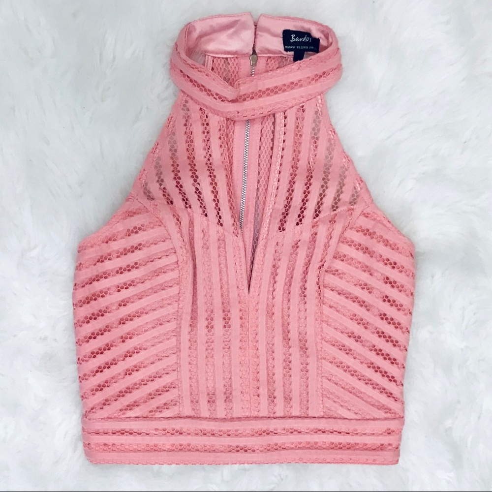 BARDOT linear striped top. Size: 2/xxs Pink
